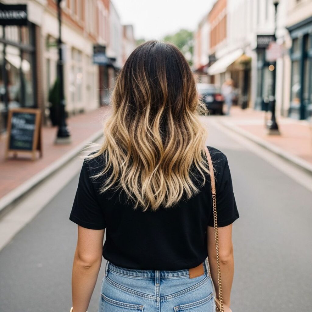 woman with gracefully grown-out balayage